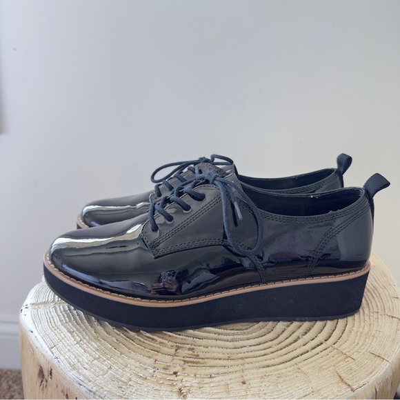 Mix No. 6 Women's Slide Oxford Lace Up Wedge Black Patent Leather Round Size 7.5 - Picture 4 of 12